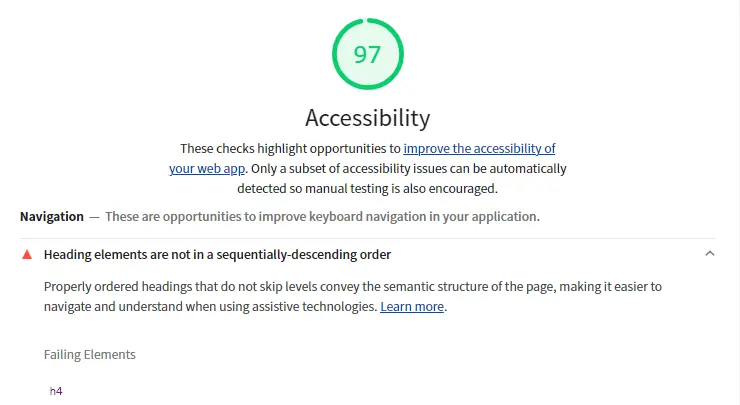 Lighthouse accessibility before
