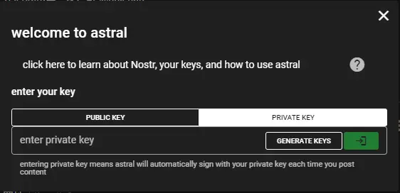 astral generate key